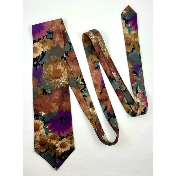 MIV Silk Tie Hand Made in Italy 1980s Floral Vintage - Picture 3 of 16